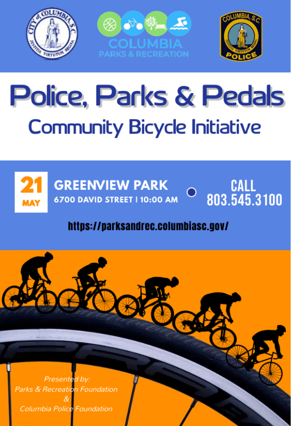 flyer for police, parks and pedals event