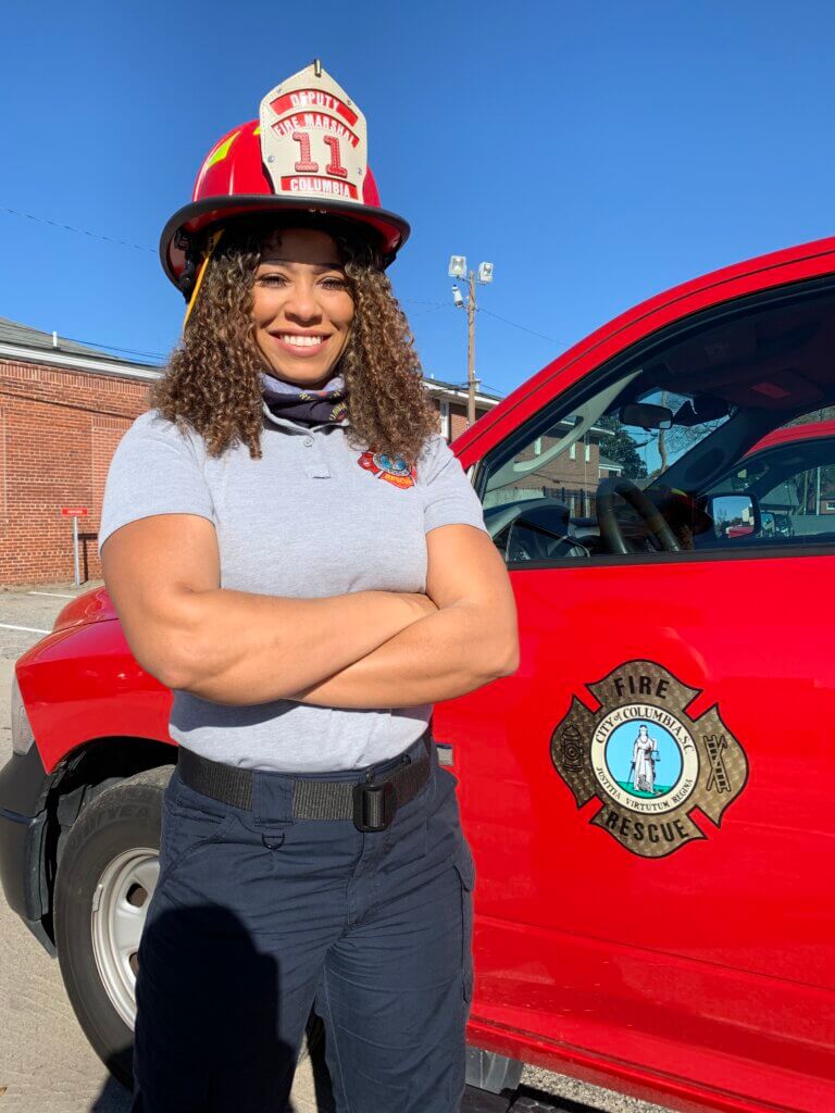 Woman smiling in uniform for Columbia-Richland Fire Department
