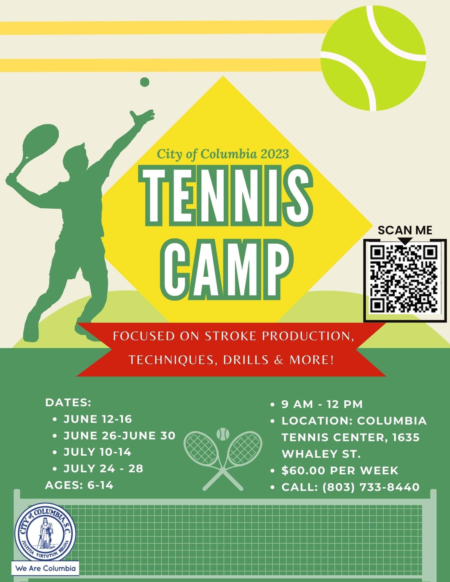 Summer Tennis Camp City of Columbia, Columbia SC