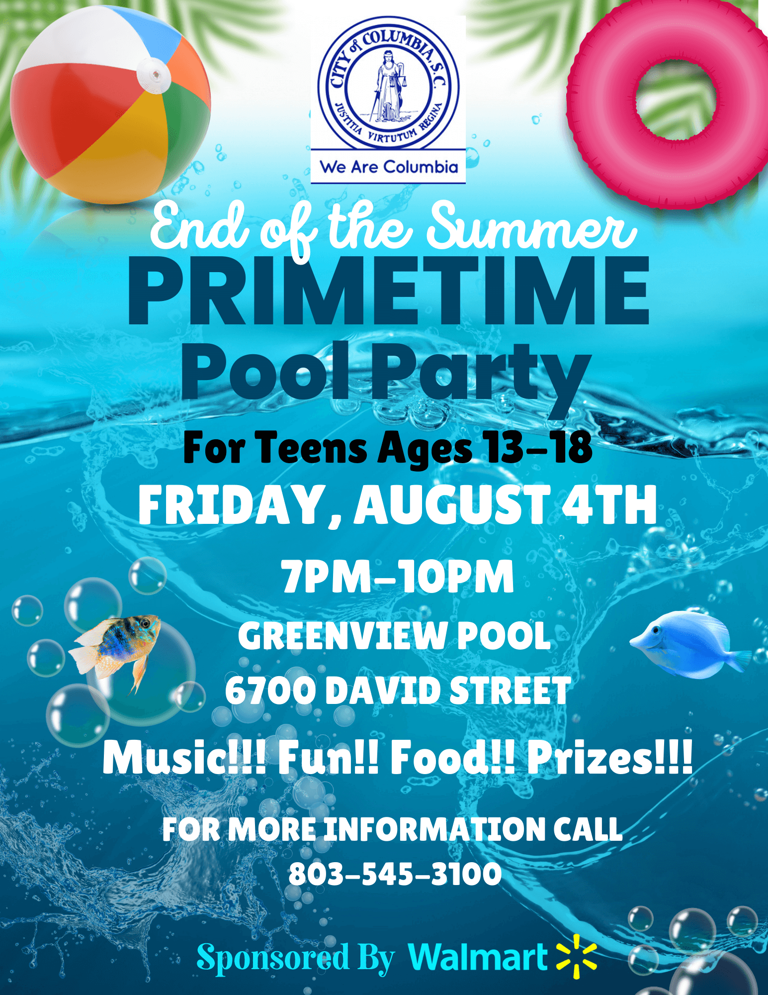 End Of The Summer Primetime Pool Party City Of Columbia Columbia Sc 8044